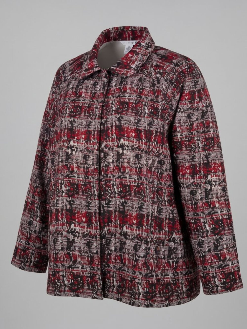 Christopher & Banks Red Black Tweed Jacquard Quilted Jacket Size XL Extra Large